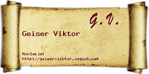 Geiser Viktor névjegykártya